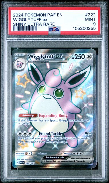 2024 POKEMON PAF EN-PALDEAN FATES #222 WIGGLYTUFF ex SHINY ULTRA RARE PSA9