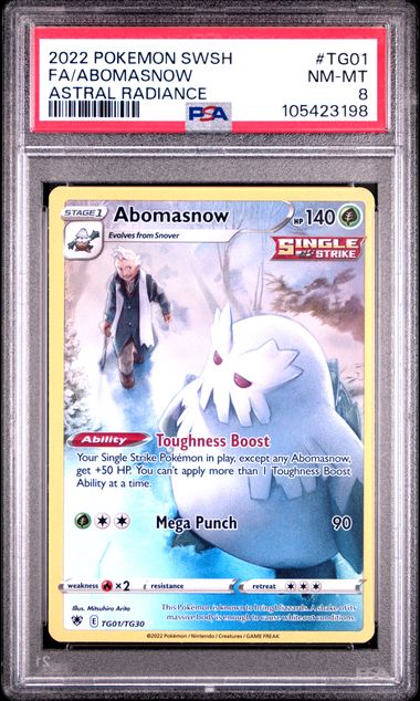2022 POKEMON SWORD & SHIELD ASTRAL RADIANCE #TG01 FA/ABOMASNOW ASTRAL RADIANCE PSA8