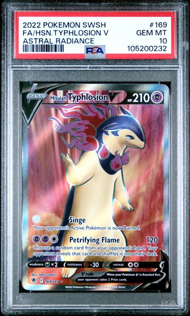 2022 POKEMON SWORD & SHIELD ASTRAL RADIANCE #169 FA/HSN.TYPHLOSION V ASTRAL RADIANCE PSA10