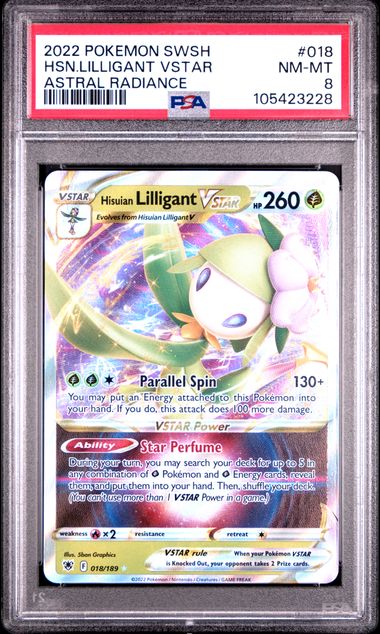 2022 POKEMON SWORD & SHIELD ASTRAL RADIANCE #018 HSN.LILLIGANT VSTAR ASTRAL RADIANCE PSA8