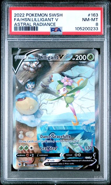 2022 POKEMON SWORD & SHIELD ASTRAL RADIANCE #163 FA/HSN.LILLIGANT V ASTRAL RADIANCE PSA8