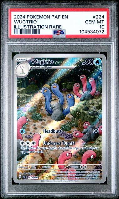 2024 POKEMON PAF EN-PALDEAN FATES #224 WUGTRIO ILLUSTRATION RARE PSA10