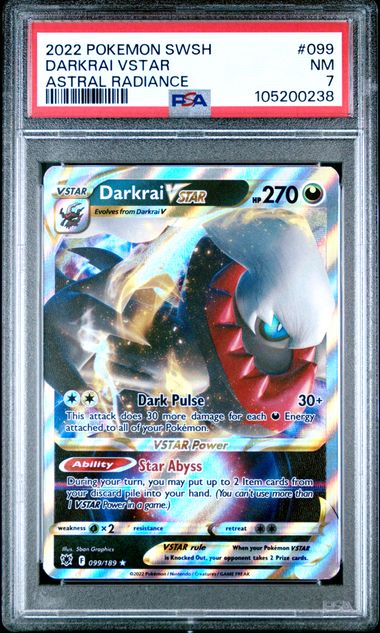 2022 POKEMON SWORD & SHIELD ASTRAL RADIANCE #099 DARKRAI VSTAR ASTRAL RADIANCE PSA7