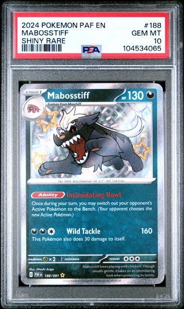 2024 POKEMON PAF EN-PALDEAN FATES #188 MABOSSTIFF SHINY RARE PSA10