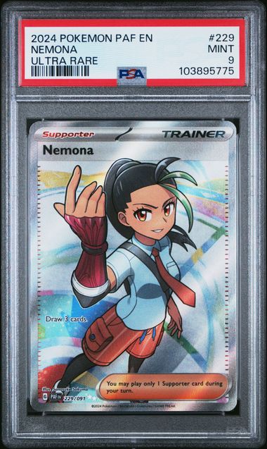 2024 POKEMON PAF EN-PALDEAN FATES #229 NEMONA ULTRA RARE PSA9