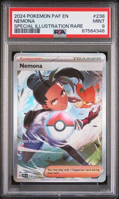 2024 POKEMON PAF EN-PALDEAN FATES #238 NEMONA SPECIAL ILLUSTRATION RARE PSA9