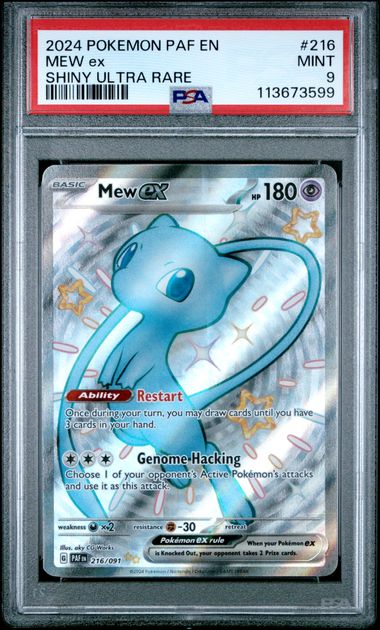 2024 POKEMON PAF EN-PALDEAN FATES #216 MEW ex SHINY ULTRA RARE PSA9