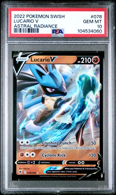 2022 POKEMON SWORD & SHIELD ASTRAL RADIANCE #078 LUCARIO V ASTRAL RADIANCE PSA10