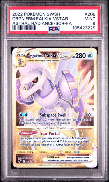 2022 POKEMON SWORD & SHIELD ASTRAL RADIANCE #208 ORGN.FRM.PALKIA VSTAR ASTRAL RADIANCE-SCR-FA PSA9