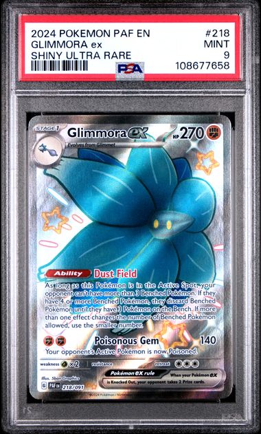 2024 POKEMON PAF EN-PALDEAN FATES #218 GLIMMORA ex SHINY ULTRA RARE PSA9