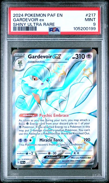 2024 POKEMON PAF EN-PALDEAN FATES #217 GARDEVOIR ex SHINY ULTRA RARE PSA9