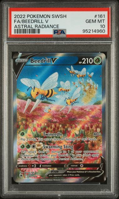 2022 POKEMON SWORD & SHIELD ASTRAL RADIANCE #161 FA/BEEDRILL V ASTRAL RADIANCE PSA10