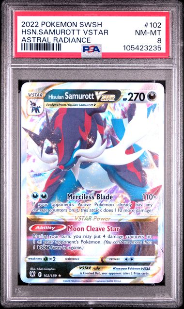 2022 POKEMON SWORD & SHIELD ASTRAL RADIANCE #102 HSN.SAMUROTT VSTAR ASTRAL RADIANCE PSA8