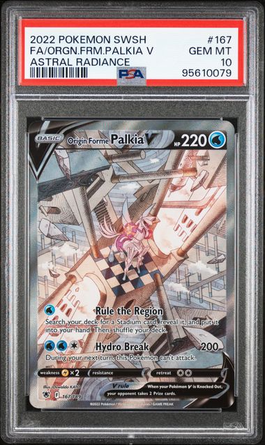 2022 POKEMON SWORD & SHIELD ASTRAL RADIANCE #167 FA/ORGN.FRM.PALKIA V ASTRAL RADIANCE PSA10